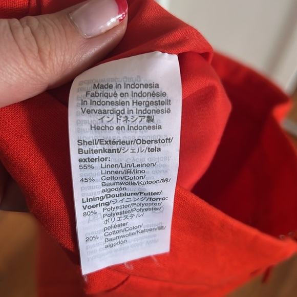 J. Crew Marine Orange A-Line Linen Blend Mini Skirt with Gold Buttons - OOP - Picture 5 of 7